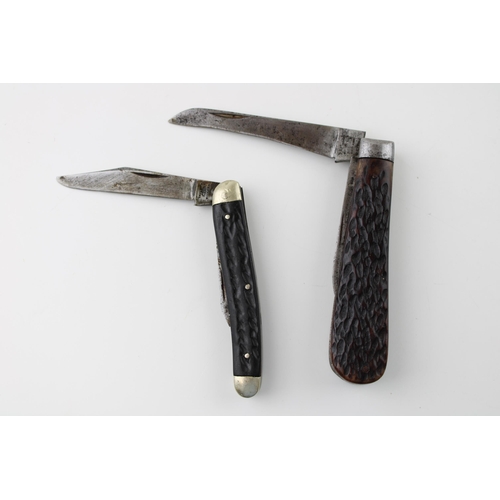 30B - A bone handle George Wostenholm IXL Sheffield two blade pocket knife with a Taylor's Eye Witness two... 