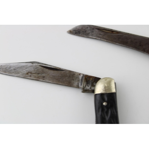 30B - A bone handle George Wostenholm IXL Sheffield two blade pocket knife with a Taylor's Eye Witness two... 