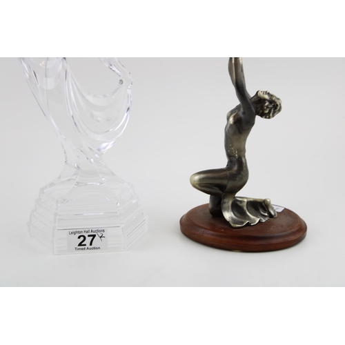 27 - Two Art Deco style figures to include a glass figure and a bronzed resin figure, both of the female ... 