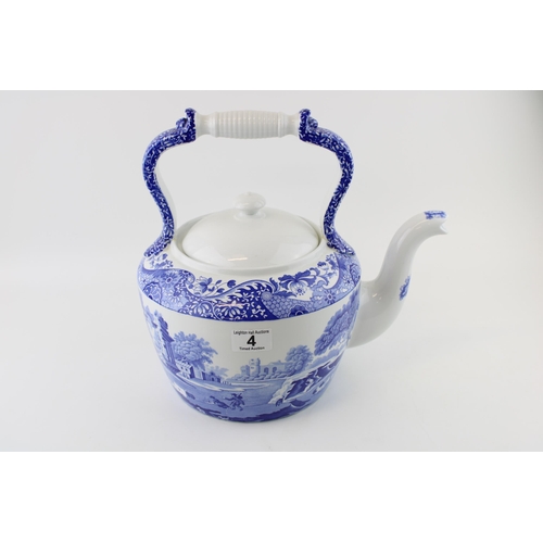 4 - A large Spode 'Blue Italian' pattern tea pot a/f. Height 32cm.