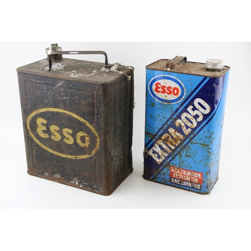 95 - A two gallon 'Esso' fuel can with a 'Shell' cap together with an 'Esso' Extra 2050 Motor Oil can. (2... 