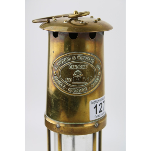 127 - A vintage miners lamp E. Thomas & Williams Ltd Cambrian No. 191547 Aberdare. Made in Wales. Height 2... 