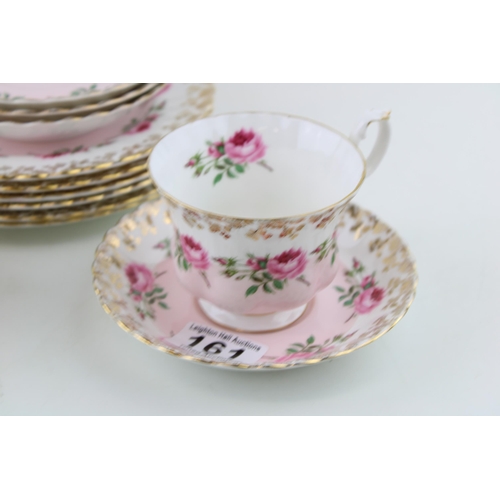 161 - A collection of Royal Albert 'Bridesmaid' Pink Roses tea ware items to include two tea cups, five sa... 