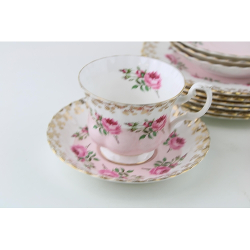 161 - A collection of Royal Albert 'Bridesmaid' Pink Roses tea ware items to include two tea cups, five sa... 