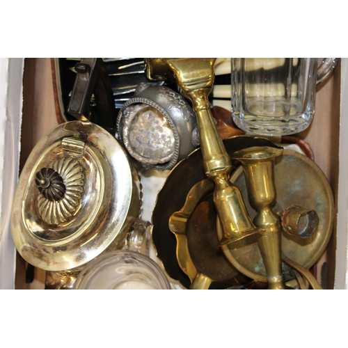 179 - A mixed collection of items to include silver-plated items, pewter and brass. (Qty)