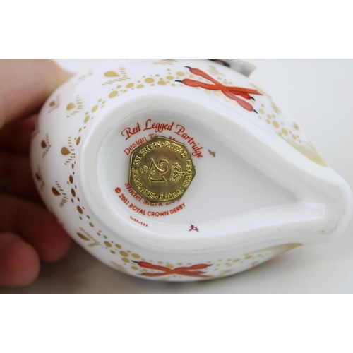 183 - Royal Crown Derby paperweight in the form of a Red Legged Partridge, first quality, gold stopper, He... 