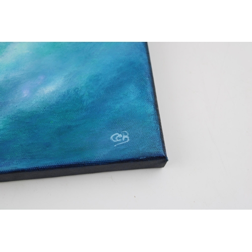 189 - A pair of original artworks of seascapes, acrylic on canvas, signed Buttgieg, 30.5cm x 40.5cm and 30... 