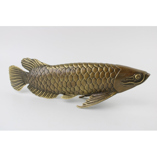 202 - Contemporary bronzed sculpture of an Arowana fish, 28cm long.