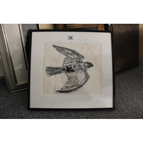 237 - Jilly Cobbe. British 'Peregrine' monoprint. Second Nature series.  (Artist inspired by nature; espec... 