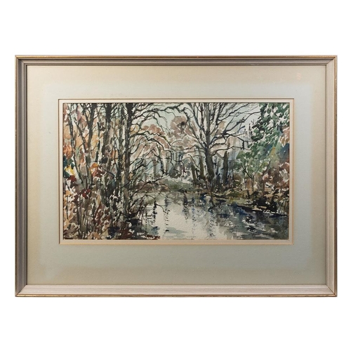 240 - Alston Emery British. RA (1913 - 1993) Water Colour Painting. Shut Lane Pool . Signed. Dated 1987. 5... 