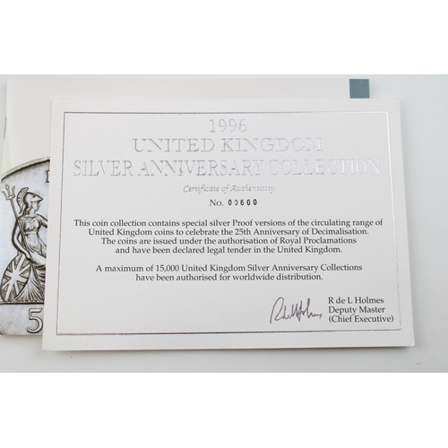 247 - THE ROYAL MINT; a 1996 cased Anniversary Silver Coin Collection comprising ten pence, fifty pence, t... 