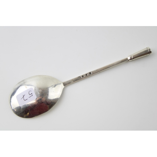 249 - Amy Sandheim: a silver spoon, Arts and Crafts form, London 1938, 31.0g, 15cm long.