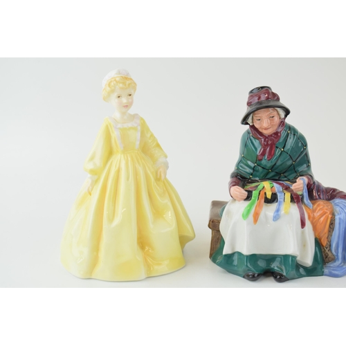 252 - Royal Doulton Silks and Ribbons HN2017 with two Royal Worcester Grandmothers Dress figures in varyin... 