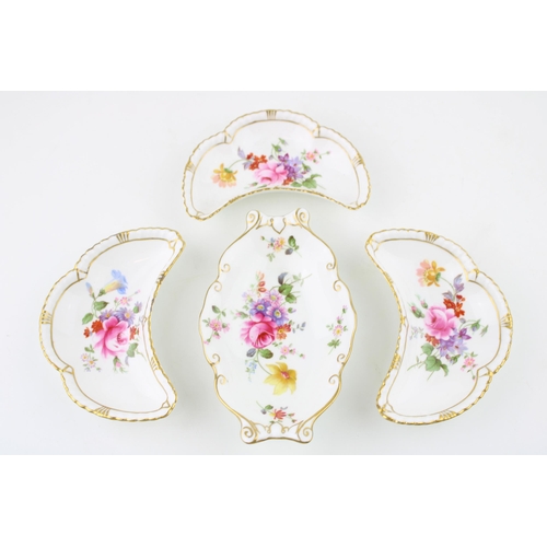 103 - Royal Crown Derby pin dishes with gilt edges together with a Staffordshire china pin dish. (5)