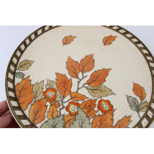 136 - Crown Ducal Charlotte Rhead Autumnal Leaves ribbed charger, 32cm wide.