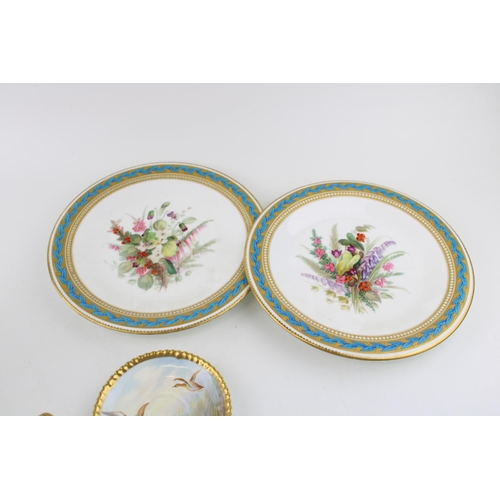 140 - Ceramics to include two Royal Worcester floral plates, jewelled gilt decoration, an early Coalport t... 