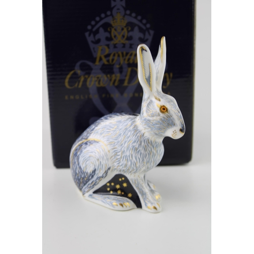 15 - Boxed Royal Crown Derby paperweight, Starlight Hare, first quality with gold stopper.