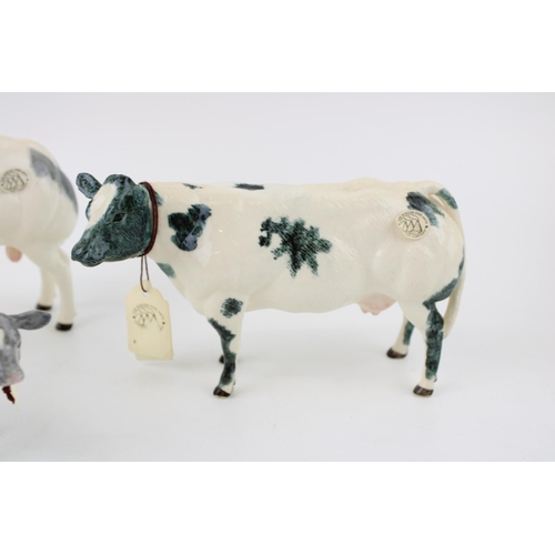 152 - Border Fine Arts pottery Belgian Blue family to include a cow, bull and calf (3).