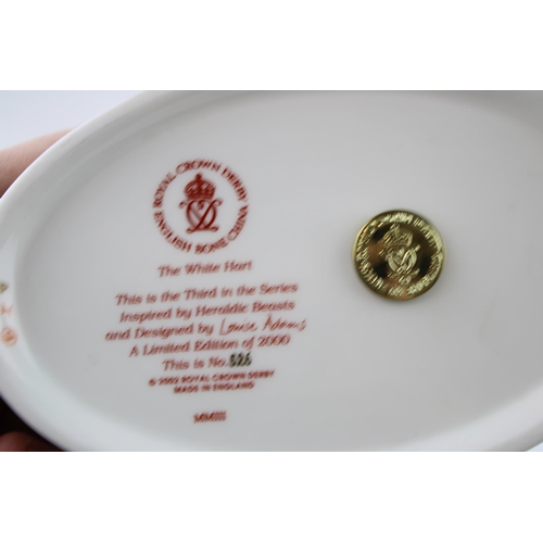 17 - Boxed Royal Crown Derby paperweight, The White Hart, first quality with gold stopper, with certifica... 