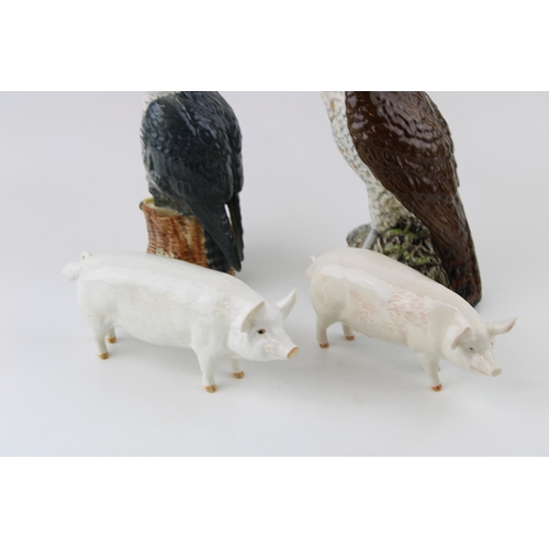 181 - Beswick to include two pigs, CH Wall Queen and one other, with Beneagles whisky decanters (4).