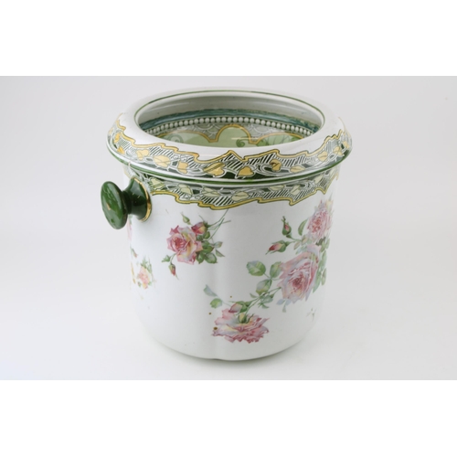 227 - Late 19th/ Early 20th century Doulton Burslem Kelmscot lidded slop two-handled pale decorated overal... 