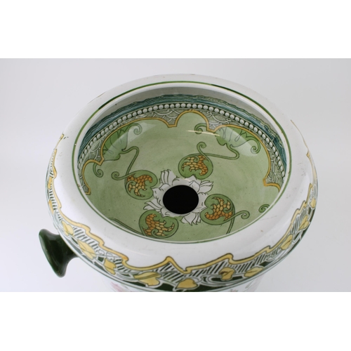 227 - Late 19th/ Early 20th century Doulton Burslem Kelmscot lidded slop two-handled pale decorated overal... 