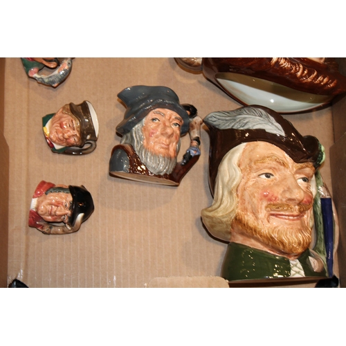 234 - Royal Doulton character jugs to include large Old Salt, Robin Hood and Drake, small and miniature ju... 