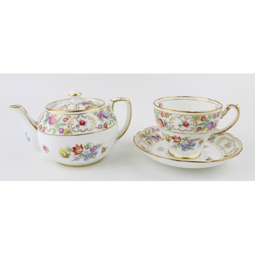 295 - A Hammersley 'Dresden Sprays' pattern tea pot (height 9cm) together with cup and saucer. (3)