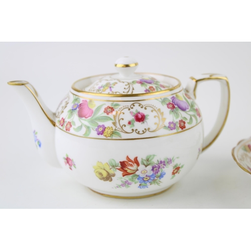 295 - A Hammersley 'Dresden Sprays' pattern tea pot (height 9cm) together with cup and saucer. (3)