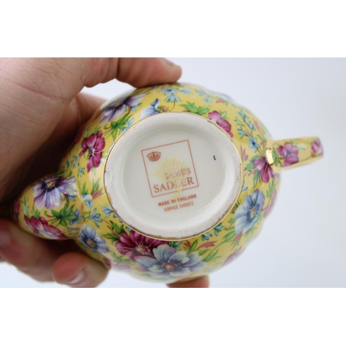 298 - Two James Sadler small teapots to include a Sophie Chintz and a Fruit Harvest example, largest 17cm ... 