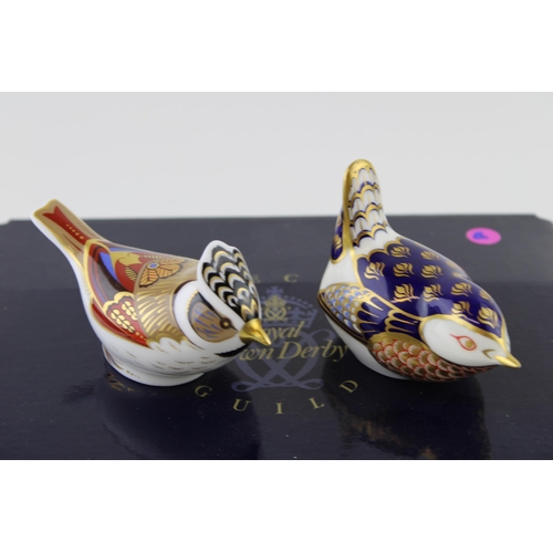 30 - Two Royal Crown Derby paperweights, boxed Crested Tit and a Wren, first quality with stopper (2).