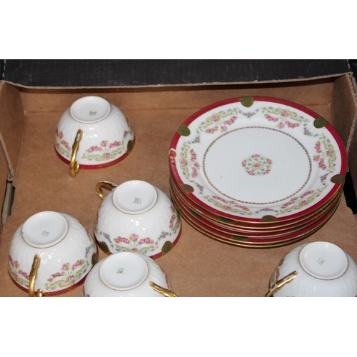 307 - GDA Limoges of France collection of 6 trios, to include 6 cups, 6 saucers and 6 side plates (18).