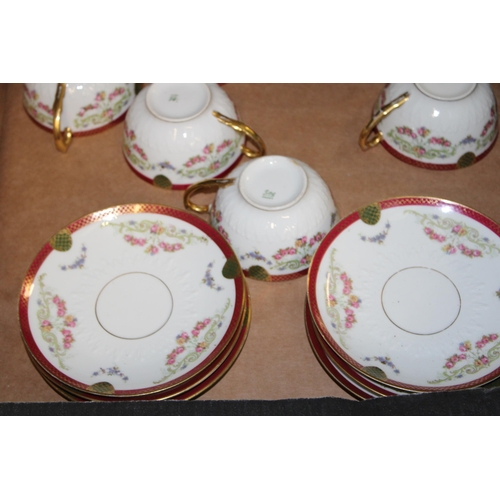 307 - GDA Limoges of France collection of 6 trios, to include 6 cups, 6 saucers and 6 side plates (18).