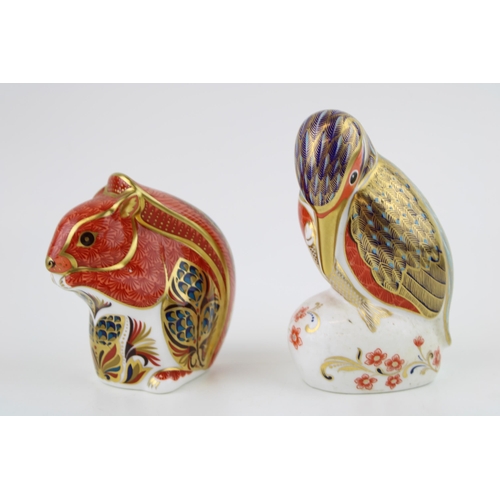 31 - Two Royal Crown Derby paperweights, Kingfisher and a Red Squirrel, second quality with stoppers (2).