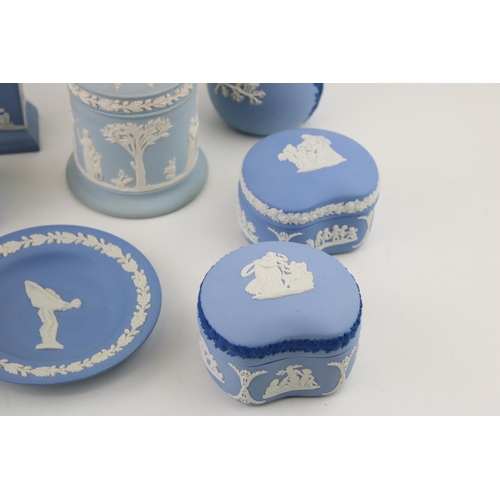 318 - A collection of Wedgwood Jasperware items in Tri Colour, Wedgwood blue and Light Blue to include Tri... 