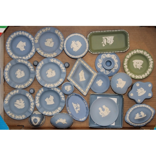 321 - A collection of Wedgwood Jasperware items in Wedgwood Blue and Sage Green. (23)