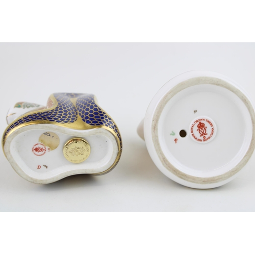 33 - Two Royal Crown Derby paperweights, a Frog and a Snake, first quality with stoppers (2).