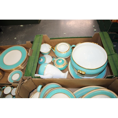 337 - Wedgwood Ulander in Powder Turquoise to include 20 dinner plates, coffee pots, a large soup tureen o... 