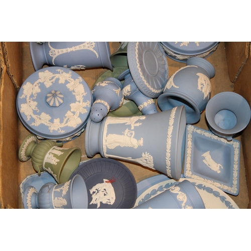 339 - Wedgwood Jasperware in blue, green and dark blue to include a trivet, vases, plates and others (Qty)... 