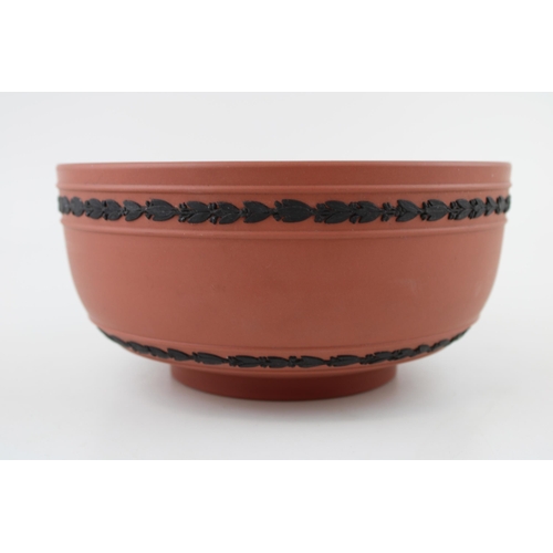 341 - Wedgwood Terracotta sacrifice bowl with black Jasperware relief, 20cm diameter.