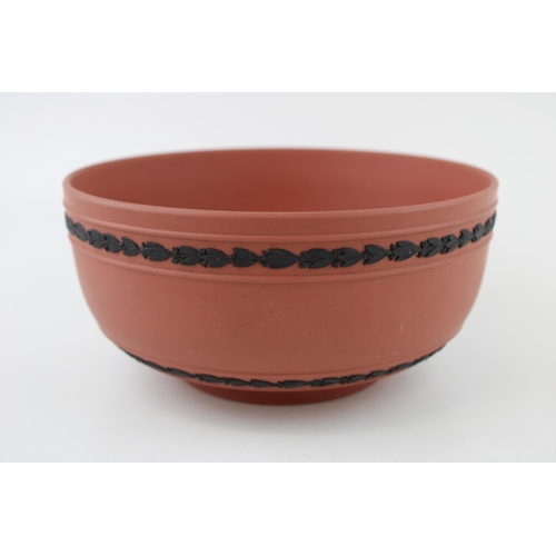 341 - Wedgwood Terracotta sacrifice bowl with black Jasperware relief, 20cm diameter.