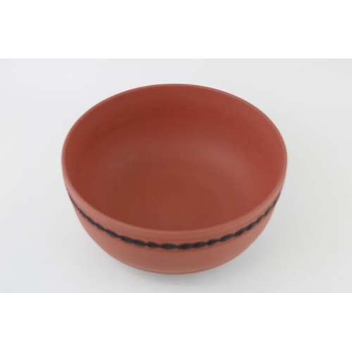 341 - Wedgwood Terracotta sacrifice bowl with black Jasperware relief, 20cm diameter.