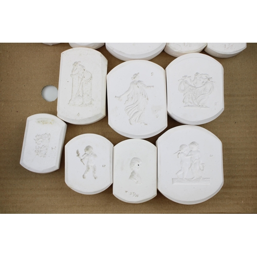 342 - A collection of Wedgwood Jasperware relief moulds, to include figures and puttis, stamped Wedgwood, ... 