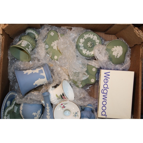 343 - A collection of Wedgwood Jasperware items to include vases, bud vases, lidded pots, trinket trays an... 