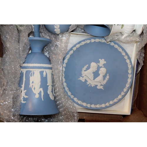 343 - A collection of Wedgwood Jasperware items to include vases, bud vases, lidded pots, trinket trays an... 