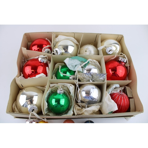 360 - A collection of Vintage 1950s glass Christmas decorations in an original box