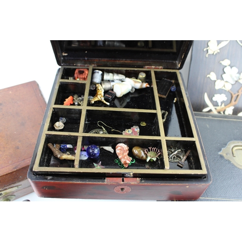 362 - A collection of Victorian and early c20th boxes to include two leather covered jewellery or sewing b... 