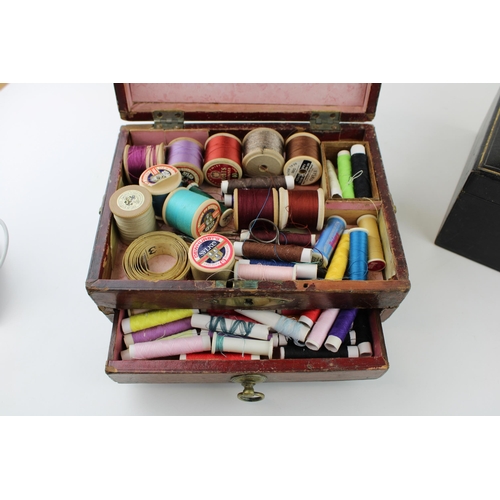 362 - A collection of Victorian and early c20th boxes to include two leather covered jewellery or sewing b... 