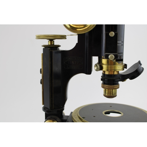 382 - J. Swift & Son 17577 London Microscope, late 19th, early 20th century. Appears to complete and in wo... 