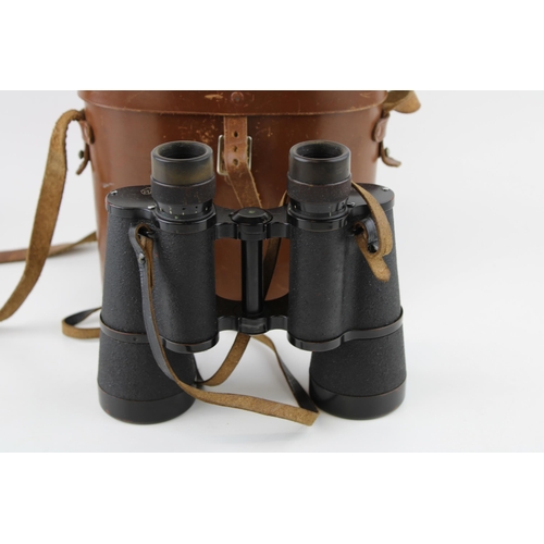 384 - Cased set of E Leitz Wetzlar 7 x 50 Marsept binoculars, serial number 26137, in a leather carry case... 